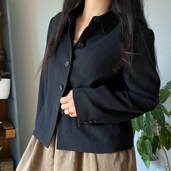 Linda Allard Ellen Tracy Blazer Sz‎ 12 Black Evening Suit Jacket work formal - Picture 5 of 7